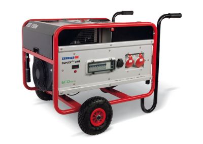 Endress Duplex-Line mobiler Generator/Stromerzeuger auf Trolley-Rahmen – offener Rohrrahmen mit großen Transporträdern und Schubgriffen, Bedienfeld mit Schuko- und CEE-Steckdosen; ideal für Baustelle, Events und Notstrom.