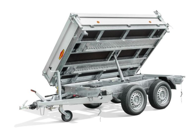 Dreiseitenkipper Anhänger mit Doppelachse – hydraulisch kippbar für Schüttgut und Baustellen.
kipper anhänger